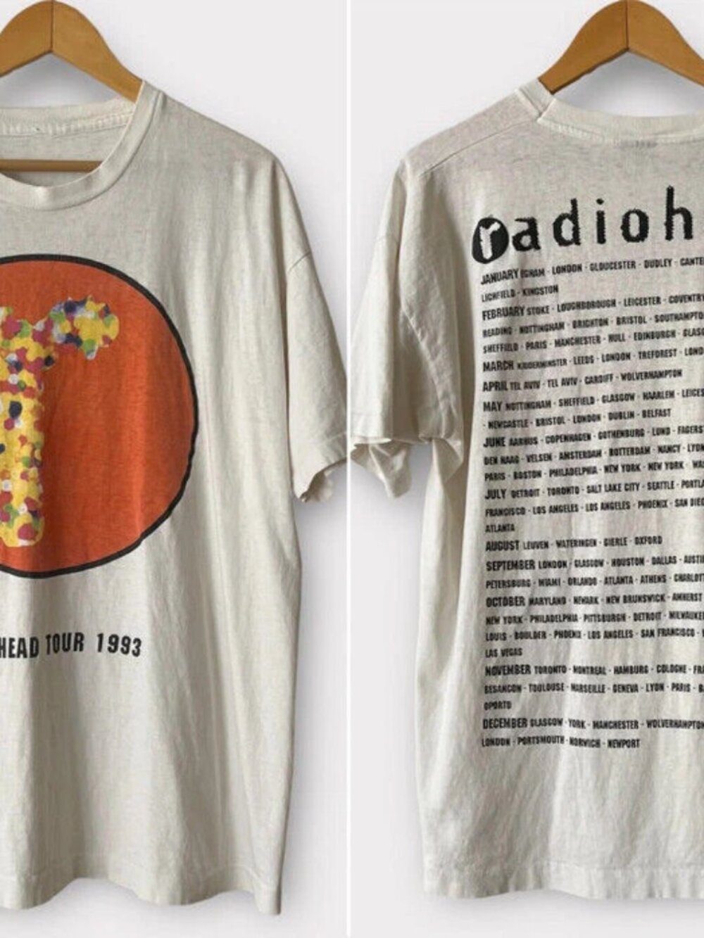 1993 Radiohead white short sleeve T shirt 2 side classic tee 257